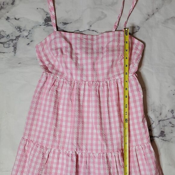 J. Crew Pink and White Gingham Midi Dress - Picture 6 of 7